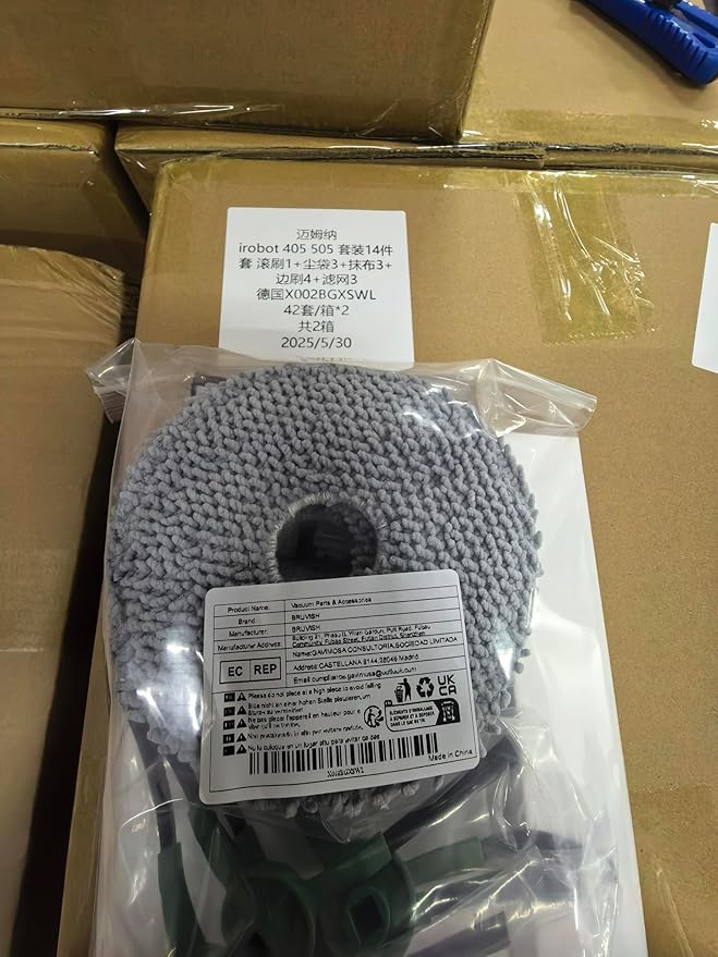 (14 Pack) Plus 505 Combo Replacement Parts for iRobot Roomba Plus 505 Combo, Plus 405 Combo, Plus 405, Plus 505 Robot Vacuum, 1 Roller Brush, 3 Dust Bags, 3 Mop Pads, 4 Side Brushes, 3 HEPA Filters