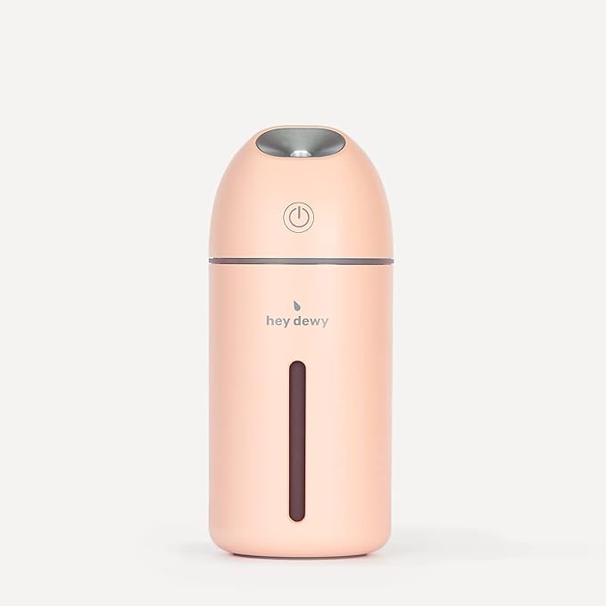 Hey Dewy Wireless, Rechargeable, Self-Care, Skin-Nourishing, Hydrating, Portable Cool Mist Humidifier (Blush)
