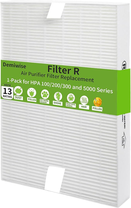 HEPA R Filter Replacement for Honeywell HPA Series Air Purifiers, True HEPA Air Purifier Filter R Compatible with HPA300/HPA200/HPA100, OEM Replacement (1-Pack)