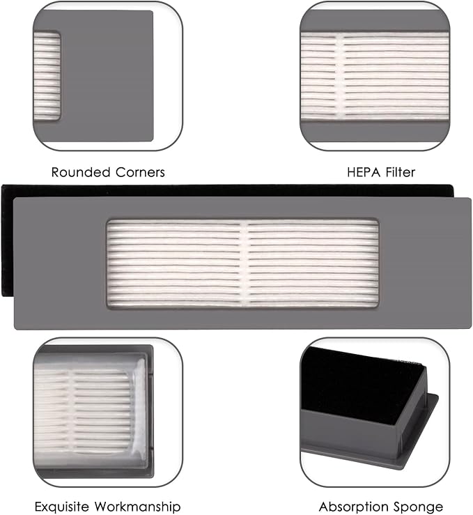 (8 Pieces) N10 HEPA Filter for Ecovacs DEEBOT OZMO N10 N10 Plus 920 950 T8 AIVI Max T9 T5 N5 N7 N8+ N8 Pro Plus DX55 DX93 DJ65 Robot Vacuum, Filters Accessories, Canister Filters