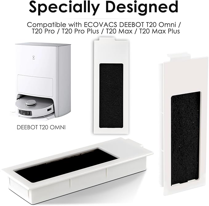 (5 Pack) Replacement HEPA Filter Compatible with ECOVACS DEEBOT T20 Omni / T20 Pro / T20 Pro Plus / T20 Max / T20 Max Plus Robotic Vacuum Cleaner, HEPA Filters Accessory Kit 5 Pieces