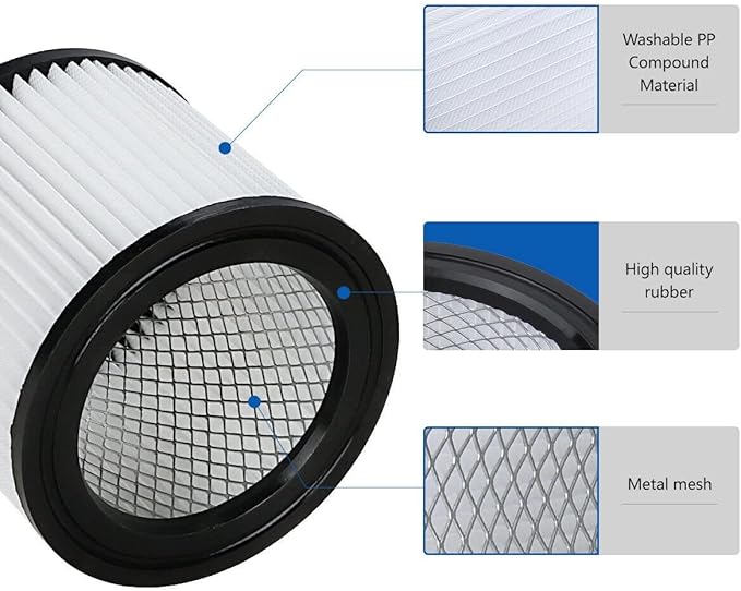 HEPA Vacuum Cleaner Replacement Filter Compatible with Shop-Vac 90398, 903-98, 9039800, 903-98-00 Hangup Wet/Dry Vacuum Cleaner Spares Cartridge Filter (Pack of 4+8)