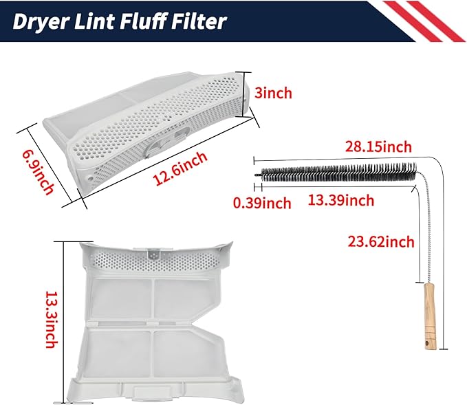 00752387 Dryer Lint Screen Filter Assembly Compatible with Bosch Dryers Replace AP5984732 00753637 752387 753637 Dryer Lint Fluff Filter