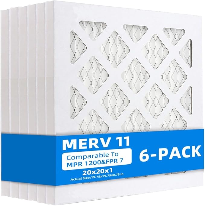 (4-Pack) 20x20x1 Furnace Air Filters, MPR 1900 & FPR 10, MERV 13 Pleated Air Filter (Actual Size: 19.75" x 19.75" x 0.75")