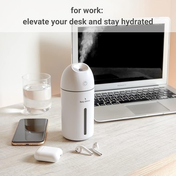 Hey Dewy Wireless, Rechargeable, Self-Care, Skin-Nourishing, Hydrating, Portable Cool Mist Humidifier (Blush)