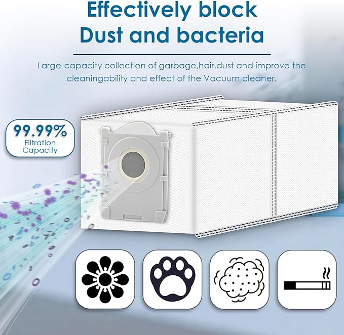 (3 Pack) X9 PRO OMNI Replacement Dust Bags for ECOVACS DEEBOT X9 PRO OMNI/ T80 Omni/ T50 PRO Omni/ T50 MAX PRO Omni/ X8 Pro Omni robot vacuum, Activated Carbon Disposable Bags, Vacuum Bag