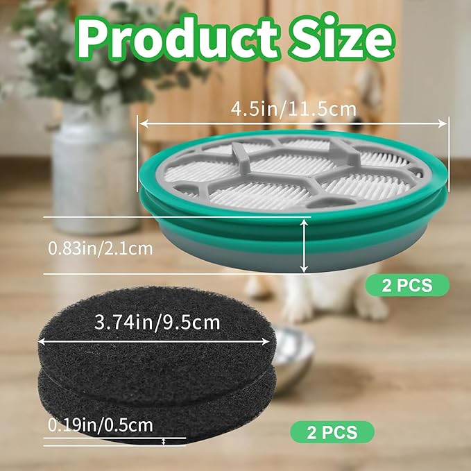 Hepa Sponge Filter Replacement Accessories Compatible with Neabot/Neakasa P1 Pro Pet Grooming Kit & Vacuum,9.5cm Diameter Circle(2 Hepa Filters+4 Sponges)