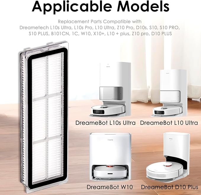 (3 Pieces) L10s Ultra HEPA Filter Compatible with Dreametech L10s Pro, L10 Ultra, S10, S10 PRO, S10 PLUS, Z10 Pro, B101CN, 1C, W10, X10+, L10 + plus, Z10 pro, D10 PLUS, Vacuum Cleaner Filter Kit