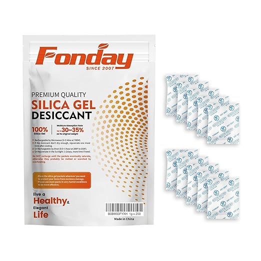 1 Gram 200 Packets Fonday Food Grade Silica Gel Desiccants Packs Moisture Absorbers Dehumidifier