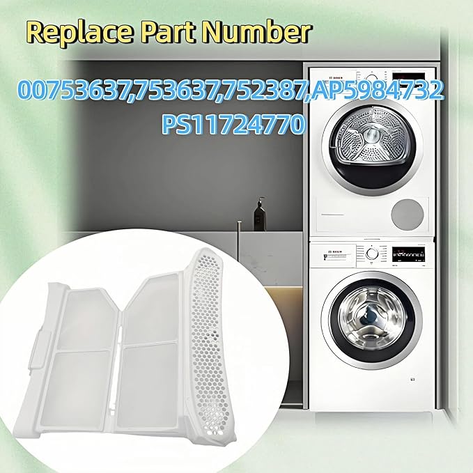 00752387 Dryer Lint Filter - Compatible with Bosch, Replaces 00753637, AP5984732