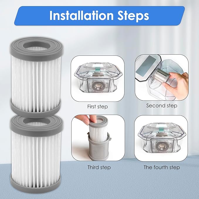 (4 Pack) M320 Replacement HEPA Filters Compatible with Lefant M320/ M320G Robotic Vacuum Cleaner, Upright Filter, Canister Filters, Vacuum Filter, Filters Accessories Kit, Filter Kit