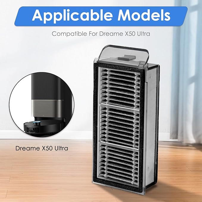 (4 Pack) X50 Ultra Replacement HEPA Filters Compatible with Dreame X50 Ultra/ L50 Ultra/ L40S Pro Ultra/ X50 master/Mova V50 Ultra Robot Vacuum Cleaner, Filter Kit, Filters Accessories Kit