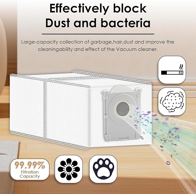 (24 Pack) T50 Pro Omni Replacement Parts Accessories for ECOVACS DEEBOT T50 Pro Omni, T50 Omni Robot Vacuum, 1 Roller Brush, 6 Side Brushes, 6 Dust Bags, 5 HEPA Filters, 6 Mop Pads