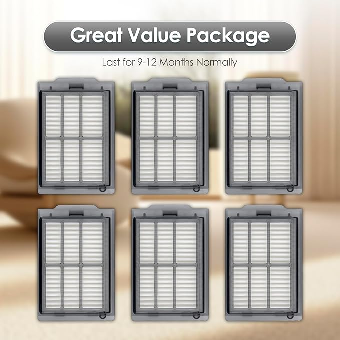 (6 Pack) Plus 405 Combo, Plus 505 Combo Replacement HEPA Filters for iRobot Roomba Plus 505 Combo robot, Plus 405 Combo, Plus 505, Plus 405, Vacuum Filters, Upright Filter, Canister Filter