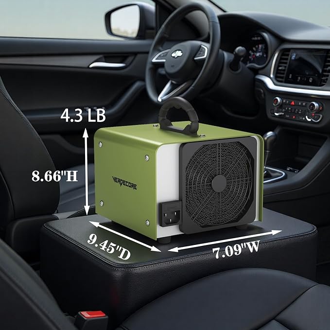 0zone Generator 125,000mg/h,0zone Machine for Car/Home/Smoke/Pet Odor, Covers up to 2,500 Sq. Ft.(Green)