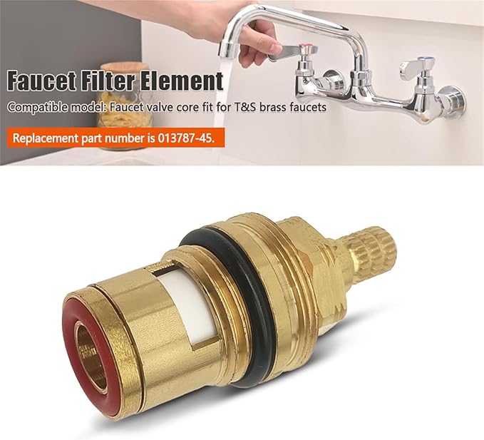 013787-45 Ceramic Cartridge Assembly Compatible with T&S Brass Faucets Pressure 20PSI-125PSI Temperature 40F-140F Hot Ceramic Cartridge Faucet Filter Element Replacement