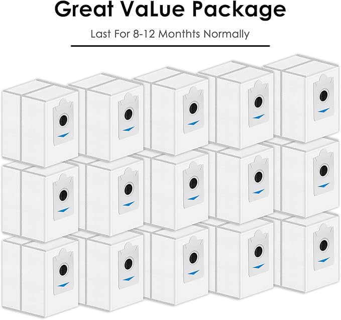 (15 Pack) T30S Replacement Dust Bags for ECOVACS DEEBOT T30S/ T30S Pro/ T30S AI/ T30S Care/ X5 Omni/ X5 Pro Omni/ X2/ X2 Omni/ DEX86 Vacuum Bag, Activated Carbon Disposal Bags (NOT FOR T30S COMBO)