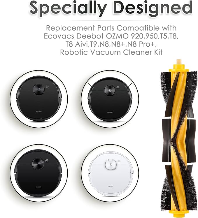 (3 Pieces) N10 Roller Brushes Main Brush Replacement Parts for Ecovacs DEEBOT OZMO N10 N10 Plus 920 950 T8 AIVI Max T9 T5 N5 N7 N8+ N8 Pro DX55 DX93 DJ65 Roller Brush