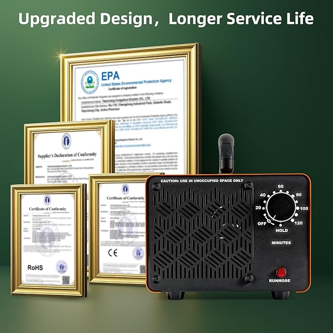 HHGM 128,000mg/h Dual-Fan Ozone Machine Generator High Capacity Ozone Odor Eliminator Odor Removal Air Purifier Ionizer & Deodorizer for Car, Home, Smoke, Pets, Industrial, Basement, Commercial