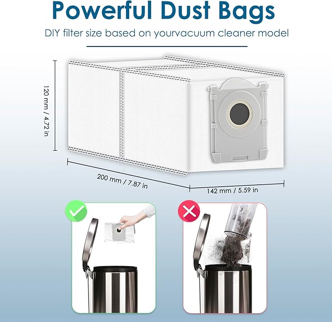 (3 Pack) X9 PRO OMNI Replacement Dust Bags for ECOVACS DEEBOT X9 PRO OMNI/ T80 Omni/ T50 PRO Omni/ T50 MAX PRO Omni/ X8 Pro Omni robot vacuum, Activated Carbon Disposable Bags, Vacuum Bag