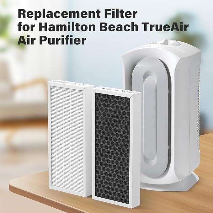 04383 Replacement Filter Compatible with Hamilton Beach TrueAir 04383 04384 04385 04386 Air Purifier, Replace Part # 990051000, 2 Pack