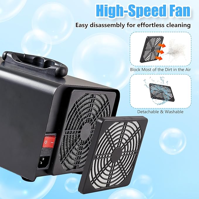 HHGM 48,000mg/h High Capacity Ozone Machine Generator, Commercial Industrial Quartz Tube Air Purifier, Ionizer & Deodorizer Ozone Odor Eliminator Suitable for Home, Car, Basements, Pets, Smoke, Farms