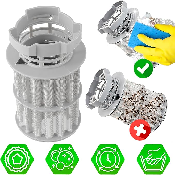 00645038 645038 Micro Filter Dishwasher Drain Filter Compatible with Bosch Thermador Kenmore Dishwasher filter Part Replaces AP4339631 00651097 1560725 651097 AH3479708 EA3479708
