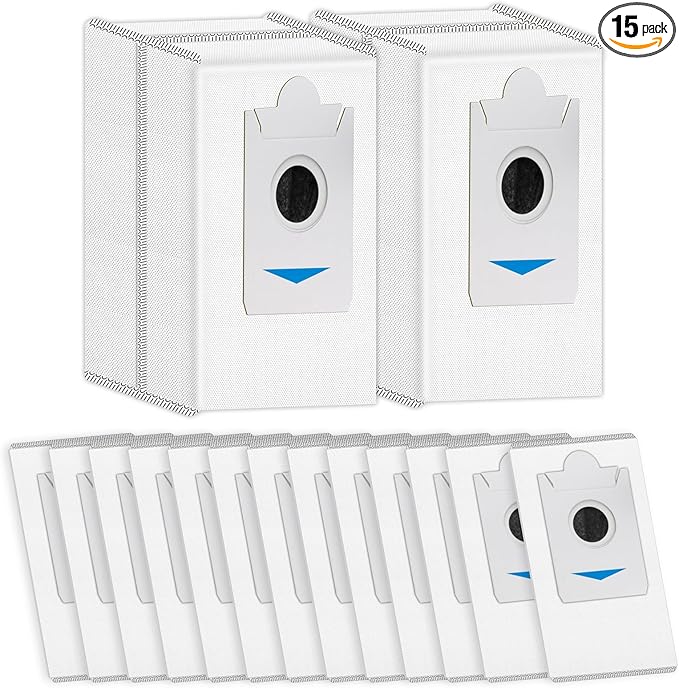 (15 Pack) T30S Replacement Dust Bags for ECOVACS DEEBOT T30S/ T30S Pro/ T30S AI/ T30S Care/ X5 Omni/ X5 Pro Omni/ X2/ X2 Omni/ DEX86 Vacuum Bag, Activated Carbon Disposal Bags (NOT FOR T30S COMBO)