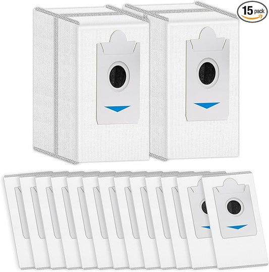 (15 Pack) T30S Replacement Dust Bags for ECOVACS DEEBOT T30S/ T30S Pro/ T30S AI/ T30S Care/ X5 Omni/ X5 Pro Omni/ X2/ X2 Omni/ DEX86 Vacuum Bag, Activated Carbon Disposal Bags (NOT FOR T30S COMBO)