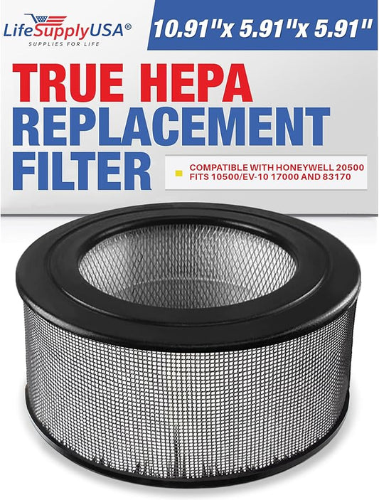 HEPA Filter Compatible with Honeywell 20500 Air Cleaner 10500 (EV-10) 17000 17005 17006 17007 17008 17009 83170 by LifeSupplyUSA