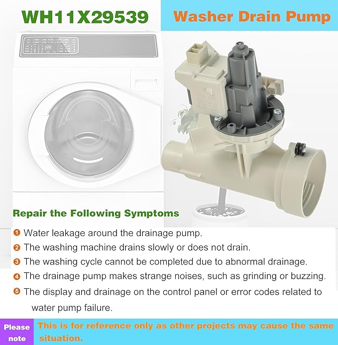 (Upgraded) WH11X29539 Washer Drain Pump and Filter Assembly Compatible with GE Front Load Washing Machines Clothes Washer Replacement Parts AP6986715 4962370 PS16217203 EAP16217203 B25-3A04 PD00065822