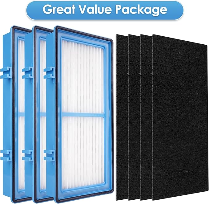(9 Pack) AER1 Filter 3 HEPA Filters + 6 Carbon Booster Filters Compatible With Holmes AER1 Type Total Air Filter, HAPF30AT And HAP242-NUC, Replacement HEPA Filter Kit