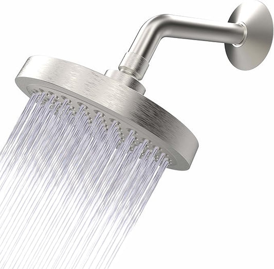 '-High Pressure Shower Heads - High Flow Shower Head - 1.8 GPM with Removable Restrictor - California Certified - Universal Replacement - Plumbers Tape Included - (Brushed Nickel Finish)