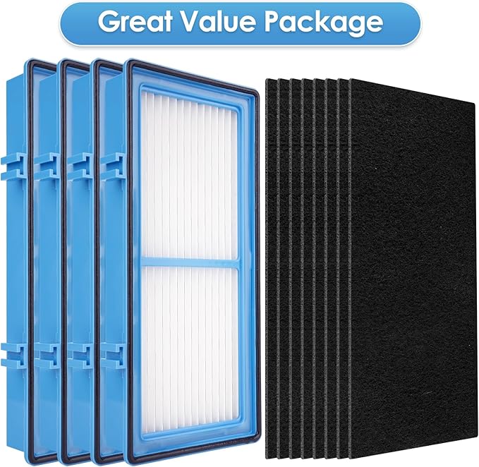 (12 Pack) AER1 Filter 4 HEPA Filters + 8 Carbon Booster Filters Compatible With Holmes AER1 Type Total Air Filter, HAPF30AT And HAP242-NUC, Replacement HEPA Filter Kit