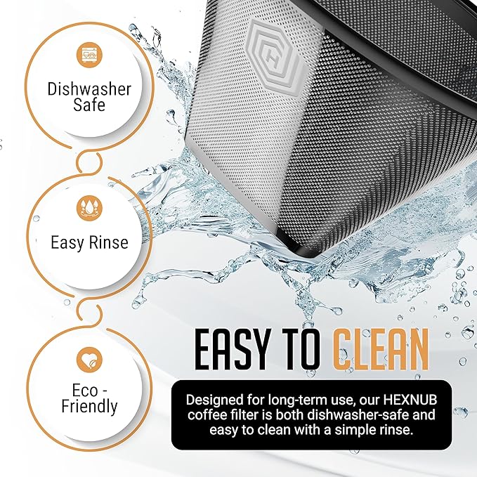 HEXNUB Reusable #4 Coffee Filter for Technivorm Moccamaster KBGV, KBT - Stainless Steel Mesh, Durable Metal Filter for sustainable Brewing