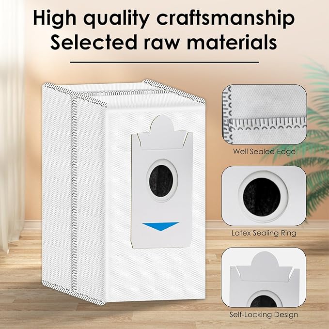 (15 Pack) T30S Replacement Dust Bags for ECOVACS DEEBOT T30S/ T30S Pro/ T30S AI/ T30S Care/ X5 Omni/ X5 Pro Omni/ X2/ X2 Omni/ DEX86 Vacuum Bag, Activated Carbon Disposal Bags (NOT FOR T30S COMBO)