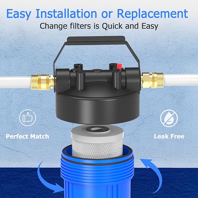 0.2 Micron 10" x 4.5" Water Filter with Pleated Polyester & Activated Carbon Block Composite Water Filter, Compatible with HHB10 and 10" Big Housings for Whole House, RVs, Boats - 2 Pack